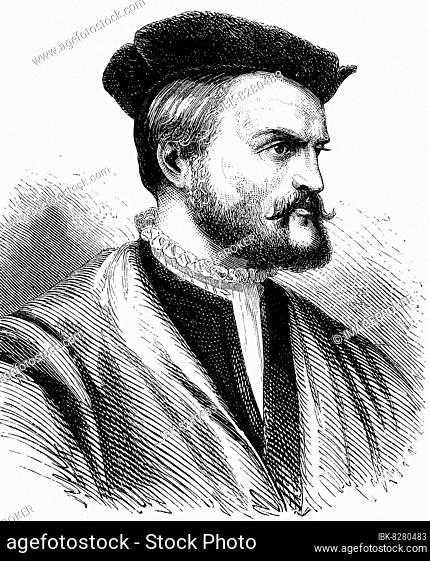 Jacques Cartier, 31. Dezember 1491, 1. September 1557, ein französischer Entdecker und Seefahrer, Historisch, digitale Reproduktion einer Originalvorlage aus...