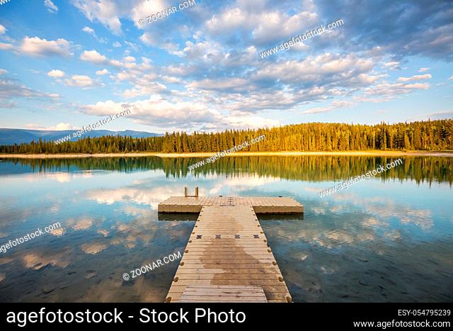 Beautiful lake scene at sunrise. British Columbia, Canada