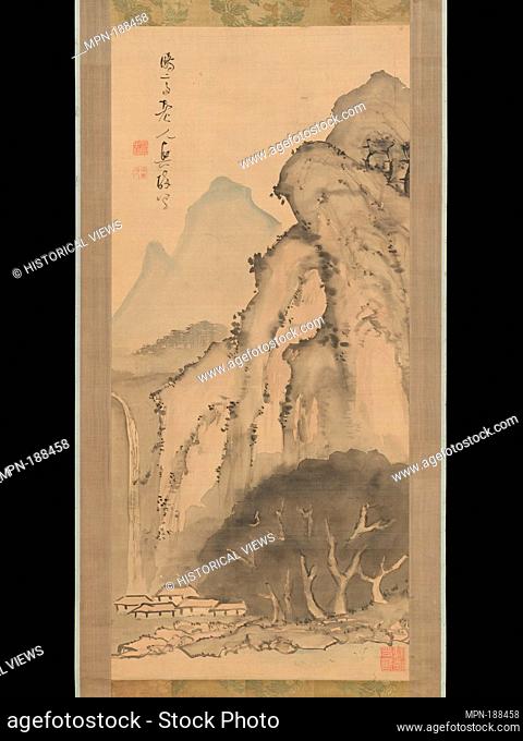 Landscape with Waterfall. Artist: Kameda Bosai (Japanese, 1752-1826); Period: Edo period (1615-1868); Date: ca. 1817; Culture: Japan; Medium: Hanging scroll;...