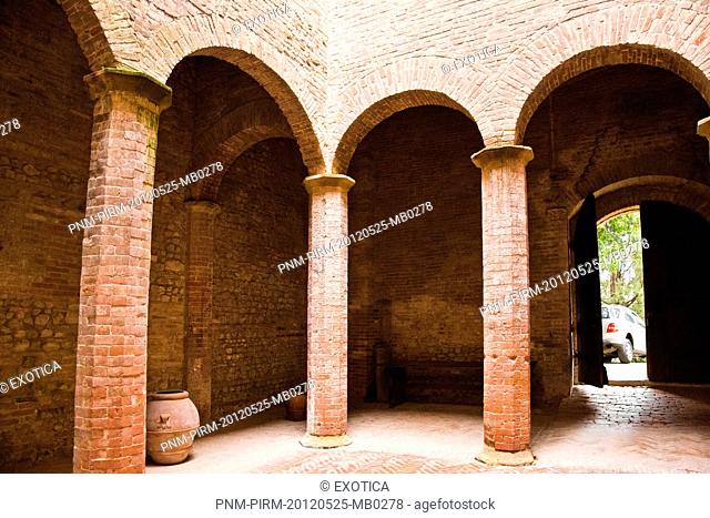 Courtyard of a hotel, Castello Delle Quattro Torra, Siena, Tuscany, Italy