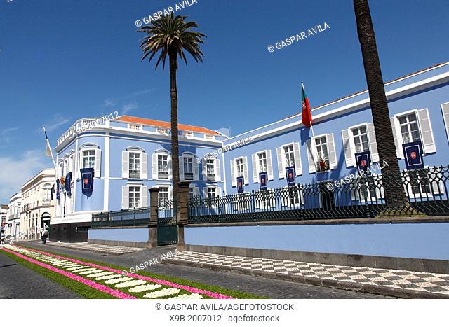 The presidential palace of the Government of the Autonomous Region of the Azores, in Ponta Delgada. Azores islands, Portugal