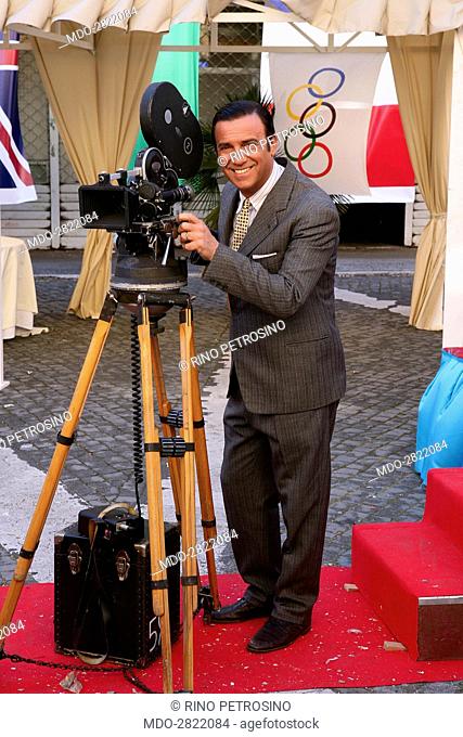 The actor Massimo Ghini on the set of the television series Raccontami. Italy, 2006