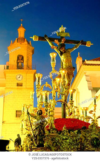 Holy Week. Brotherhood of La Vera Cruz. Jesus Christ crucified. Cadiz. Region of Andalusia. Spain. Europe