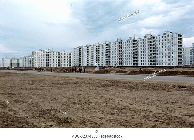 Modern rationalist housings for workers in the renewed city of Tolyatti, the former Stavropol on Volga, completely built anew after the flooding of its previous...