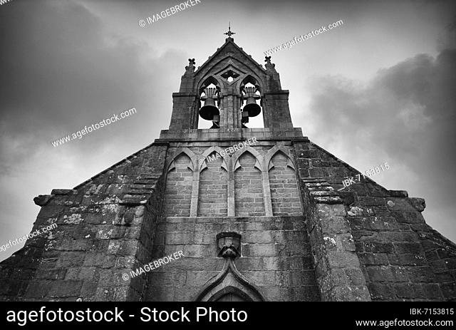 Infrared photograph Church Église paroissiale Ste Anne St Laurent, Bourg, Trégastel, Cotes d'Armor, Brittany, France, Europe
