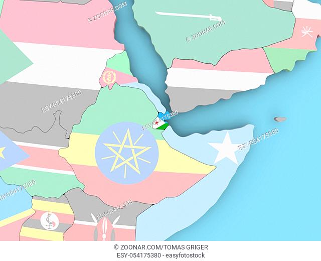 Kenya with embedded flag. 3D illustration