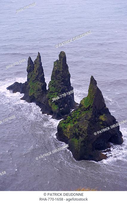 Famous Reynisdrangar sea stacks near Vik, south coast of Iceland Sudurland, Iceland, Polar Regions