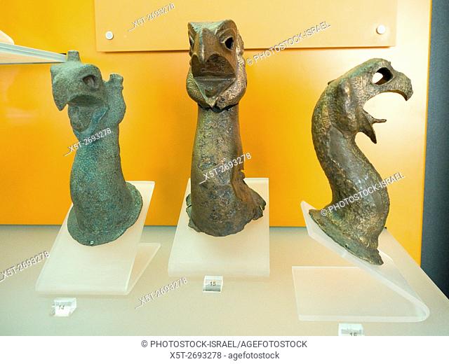 Bronze statues of serpents at the Delphi Archaeology Museum