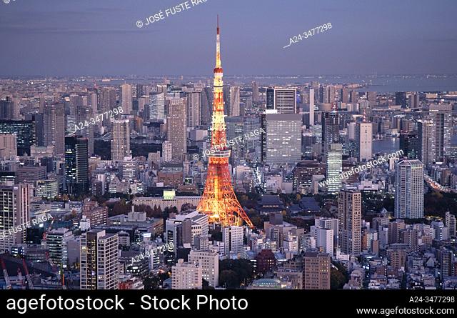 Japan , Tokyo City, Minato Ku skyline, Tokyo Tower
