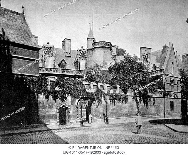 One of the first autotype prints, le musee de cluny, historic photograph, 1884, paris, france, europe