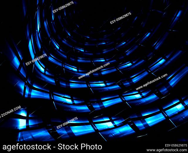 Fractal background - glossy tunnel or portal with cells and light effects. Abstract computer-generated image. Tech, sci-fi or vr backdrop