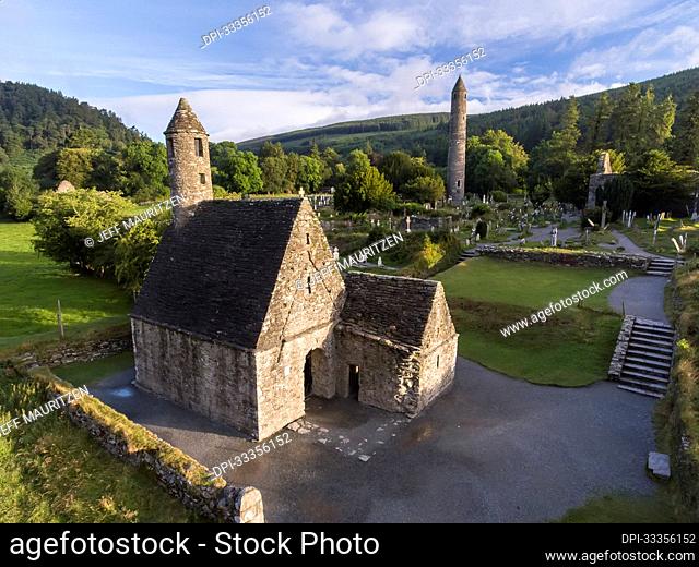 St Kevin's Church at Glendalough (or The valley of the Two Lakes) is the site of an early Christian monastic settlement nestled in the Wicklow Mountains of...