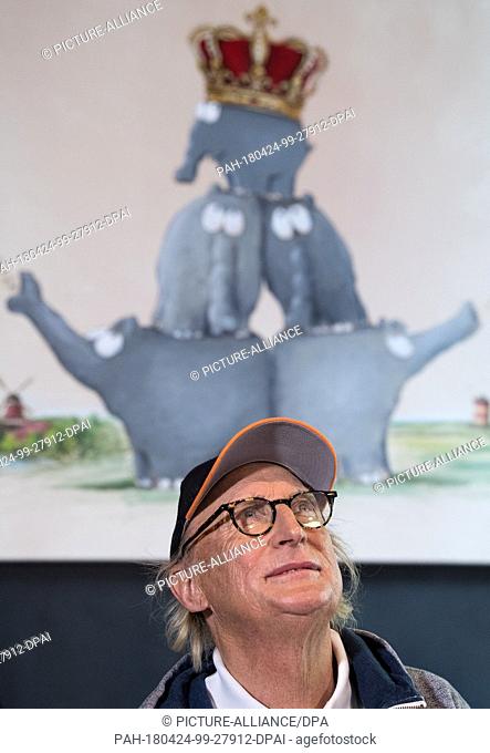 24 April 2018, Germany, Frankfurt/Main: Otto Waalkes attends the opening of his exhibiton at the Caricatura Museum Frankfurt