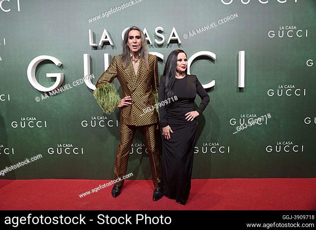 Olvido Gara (Alaska), Mario Vaquerizo attends 'House of Gucci' Premiere at Callao Cinema on November 23, 2021 in Madrid, Spain