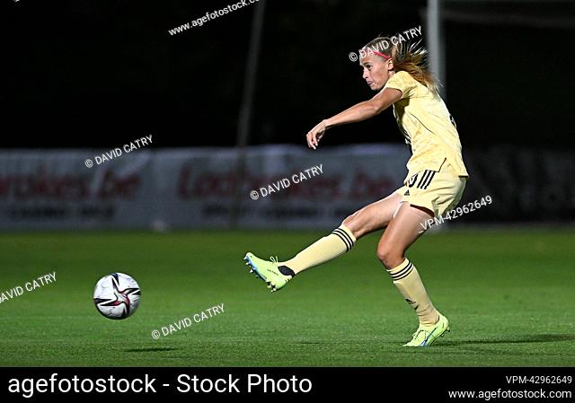 Belgium's Julie Biesmans pictured in action during the match between Belgium's national women's soccer team the Red Flames and Armenia, in Yerevan, Armenia