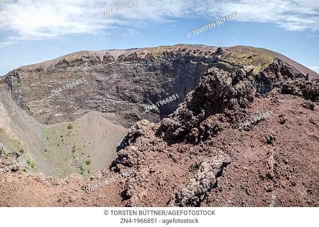 Crater of Mount Vesuvius in Mount Vesuvius National Park, Campania, Italy