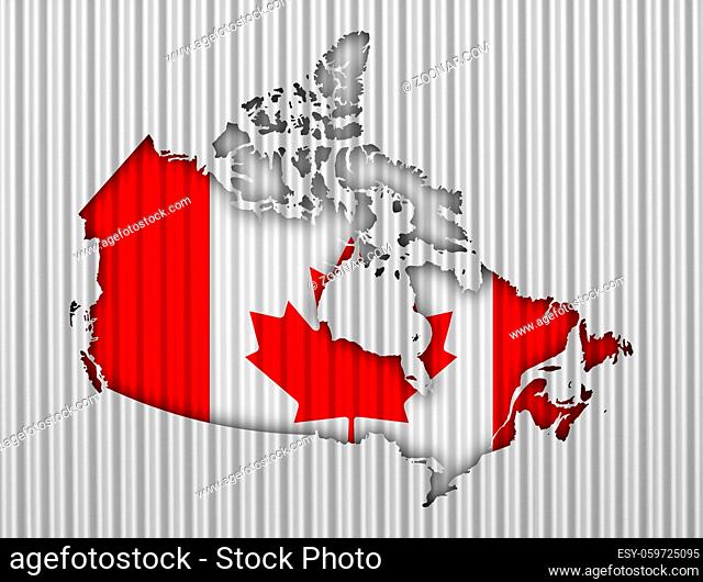 Karte und Fahne von Kanada auf Wellblech - Map and flag of Canada on corrugated iron