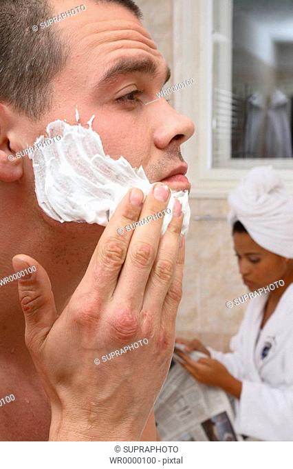 Man shaving foam