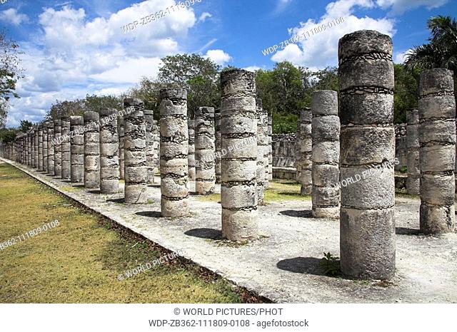 Group of the Thousand Columns, Chichen Itza Archaeological Site, Chichen Itza, Yucatan State, Mexico Date: 02 04 2008 Ref: ZB362-111809-0108 COMPULSORY CREDIT:...