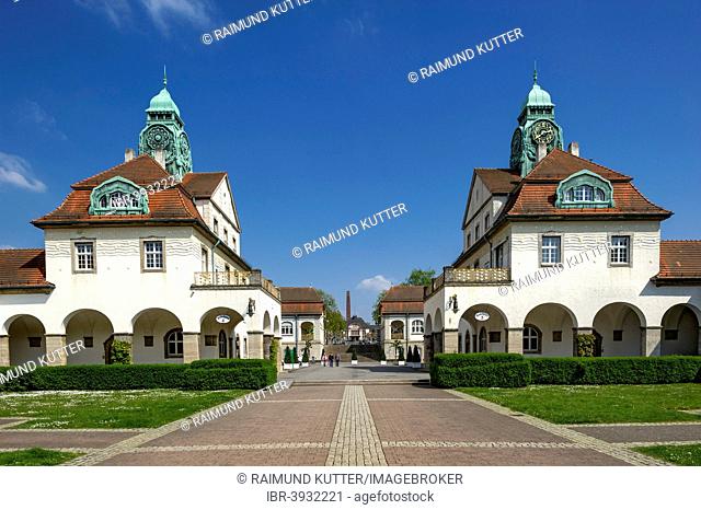 Bath houses, Sprudelhof courtyard, spa resort in Art Nouveau style, Bad Nauheim, Hesse, Germany