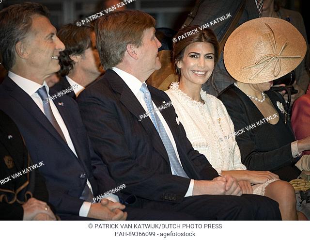 King Willem-Alexander and Queen Maxima of The Netherlands and President Maurico Macri and his wife Juliana Awada of Argentina visit The business forum...