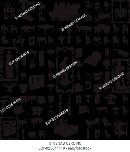 Antique Furniture And Objects Hundred Vector