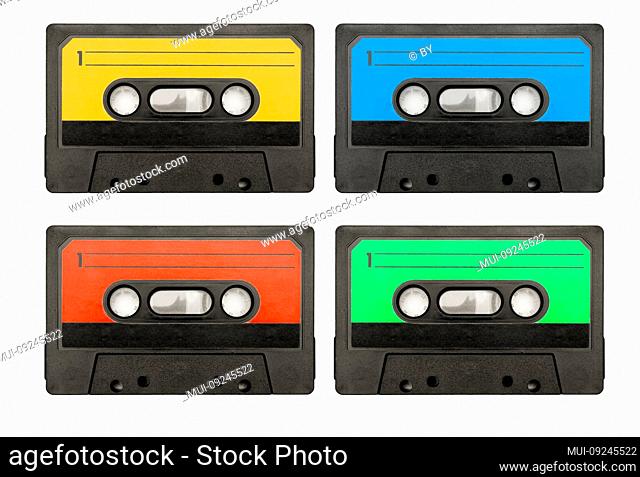 Old music cassettes in different colors