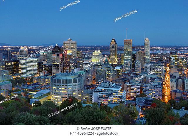 Autumn, Canada, North America, Montreal, Quebec, architecture, city, colours, downtown, hill, landscape, skyline, skyscrapers, touristic, travel, evening, dusk