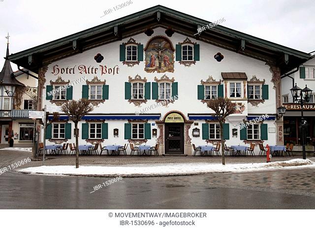 Alte Post Hotel, Oberammergau, Upper Bavaria, Bavaria, Germany, Europe