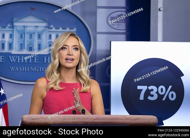 White House Press Secretary Kayleigh McEnany speaks during a news conference in the James S. Brady Press Briefing Room at the White House in Washington D