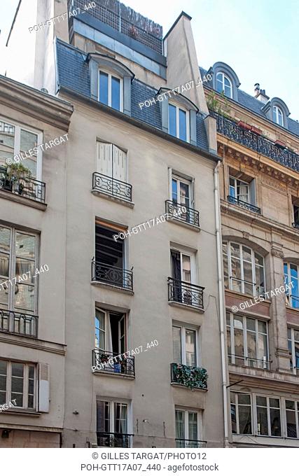 France, Ile de France region, Paris 1st arrondissement, 60 rue jean jacques rousseau, building where lived rousseau, Photo Gilles Targat