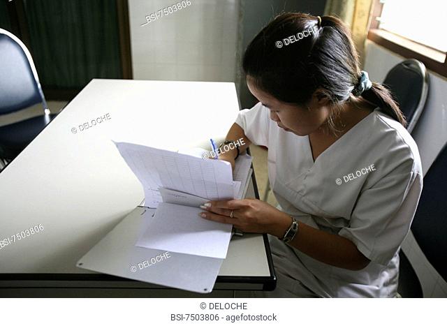 Photo essay for press only. Nurse at the hospital Mahasot, Laos