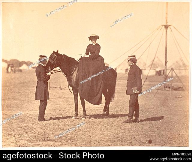 [Lady Canning on her Black Arab and Lord Clyde, Commander in Chief]. Artist: Jean Baptiste Oscar Mallitte (French, 1829-1905); Date: 1858-61; Medium: Albumen...