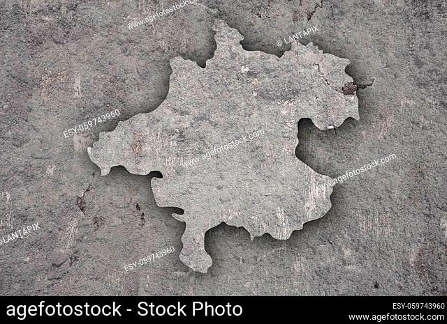 Map of Upper Austria on weathered concrete
