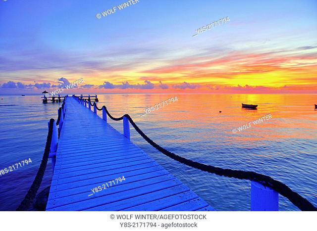 Pier at sunrise at Odyssee Resort and Spa at Zarzis, Tunisia, Tunisia