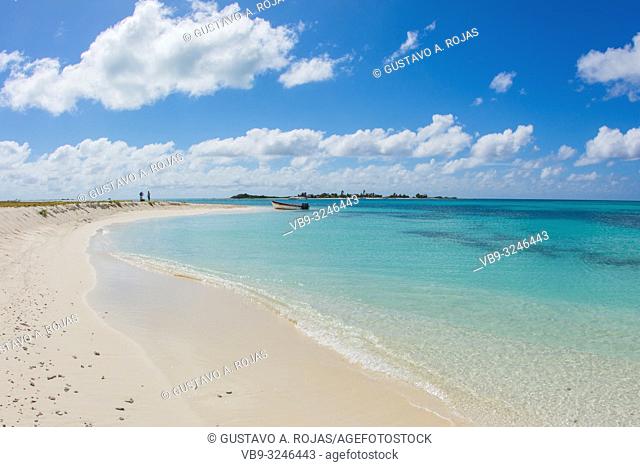 Dos Mosquises caribbean Island Surrounded by crystal clear waters and beautiful beaches of fine white sand in Archipelago Los Roques Venezuela