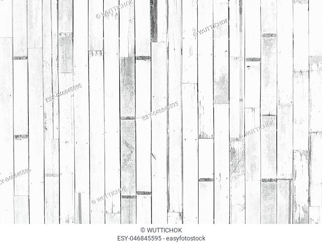 background and texture of decorative detail old white wood stripe on surface wall