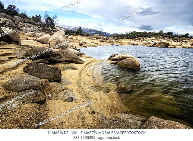 Burguillo reservoir in Iruelas Valley on a cloudy day. Avila. Spain. Europe
