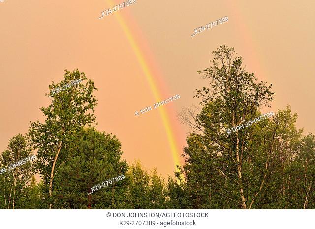 Summer storm and rainbow, Greater Sudbury, Ontario, Canada