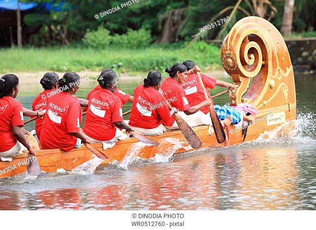 Boat race on punnamada lake , Alleppey , Alappuzha , Kerala , India NOMR