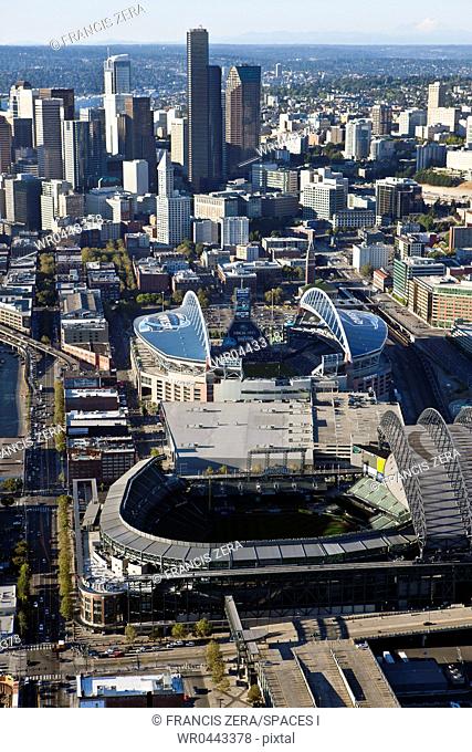 Aerial View of Seattle Stadiums