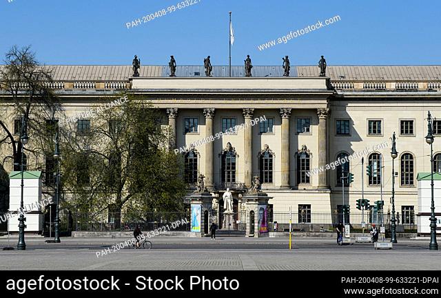 07 April 2020, Berlin: The Humboldt University of Berlin on the boulevard Unter den Linden. The largest and oldest university in Berlin has been named after the...