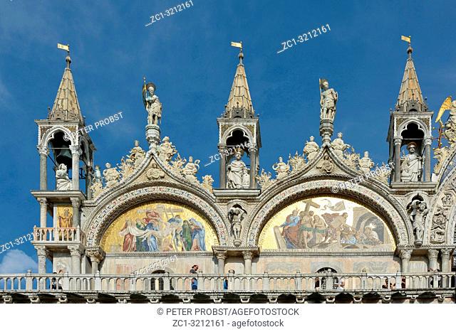 Detail of facade of St. Mark's Basilica of Venice - Italy