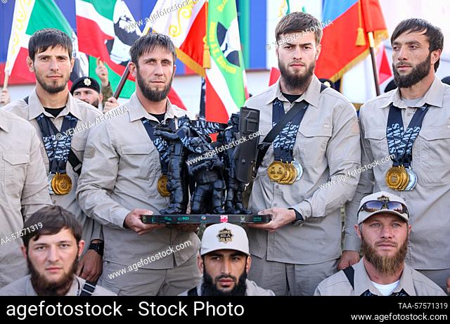 RUSSIA, GROZNY - FEBRUARY 26, 2023: Members of Team Akhmat, which represented Chechnya’s Akhmad Kadyrov Special Police Regiment