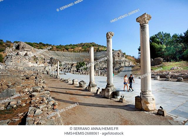 Turkey, Aegean Region, Izmir Province, Selçuk, Selcuk, Ephesus, Efes, Celsus Library, listed as World Heritage by the UNESCO
