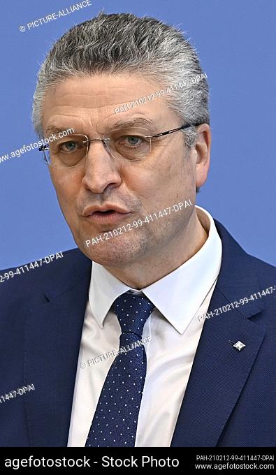 12 February 2021, Berlin: Lothar Wieler, President of the Robert Koch Institute (RKI), informs journalists at a press conference on the current situation in the...