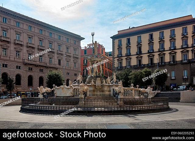 A picture of the Fountain of Neptune, in Naples