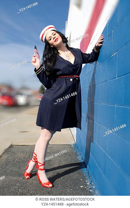 Young female posing for independence day 4th of July USA
