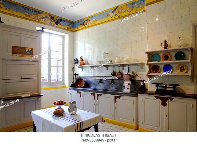 France, Aquitaine, Pyrenees Atlantiques (64), Basque country, province of Labourd, Edmond Rostand house (museum) the kitchen