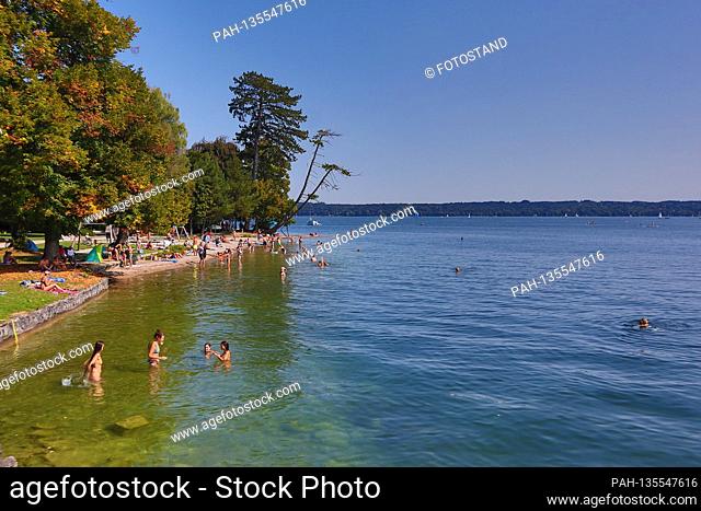 District Starnberg, Germany September 13, 2020: Impressions Starnberger See - 2020 Almost like in midsummer, the extension of summer is enjoyed like today in...